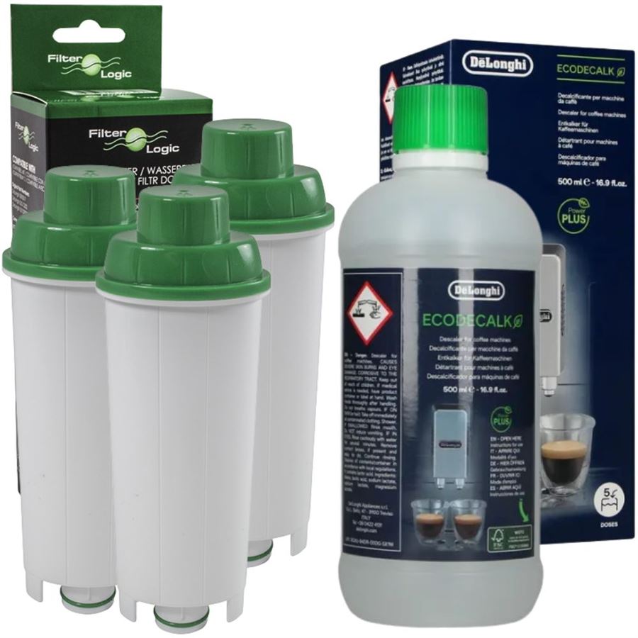 E-shop DeLonghi DLS C002 - Filter Logic CLF-950 (náhrada) 3 ks + EcoDecalk odvápňovač 500 ml
