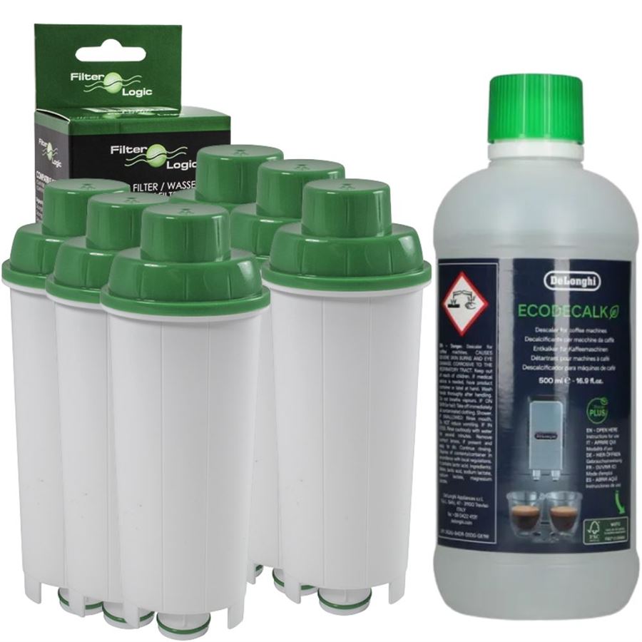 E-shop DeLonghi DLS C002 - Filter Logic CLF-950 (náhrada) 6 ks + EcoDecalk odvápňovač 500 ml