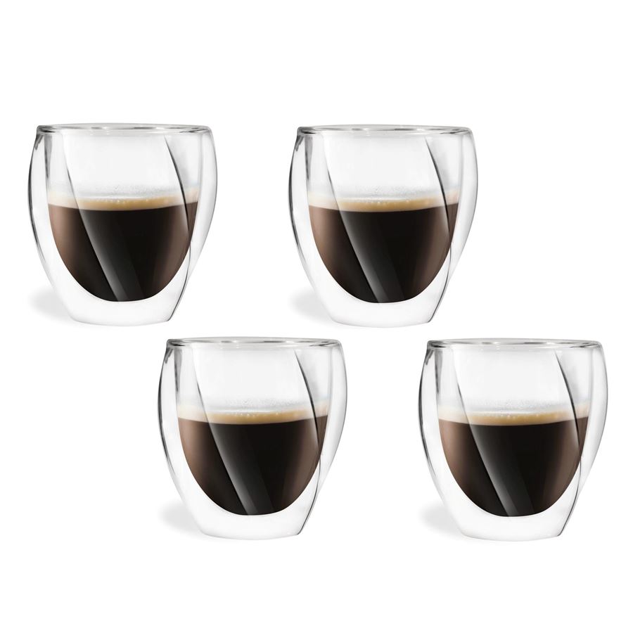 E-shop Vialli Design CRISTALLO dvojstenné poháre na kávu (cappuccino) a čaj 250 ml, 4 ks 25486