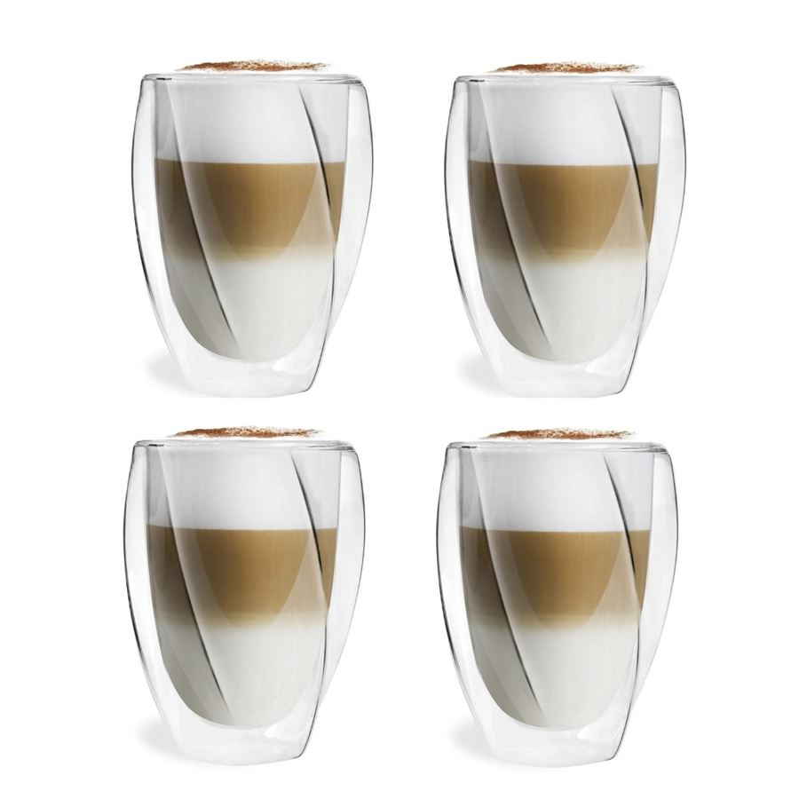 E-shop Vialli Design CRISTALLO dvojstenné poháre na kávu (latte) a čaj 300 ml, 4 ks 25493