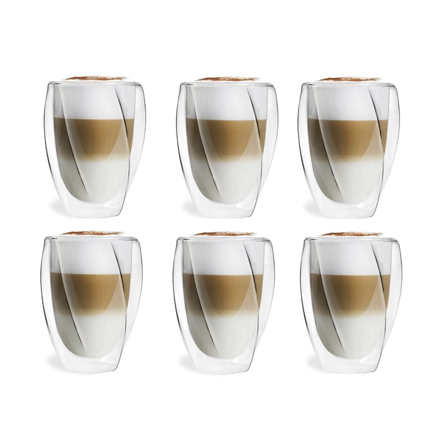 E-shop Vialli Design CRISTALLO dvojstenné poháre na kávu (latte) a čaj 300 ml, 6 ks 25493