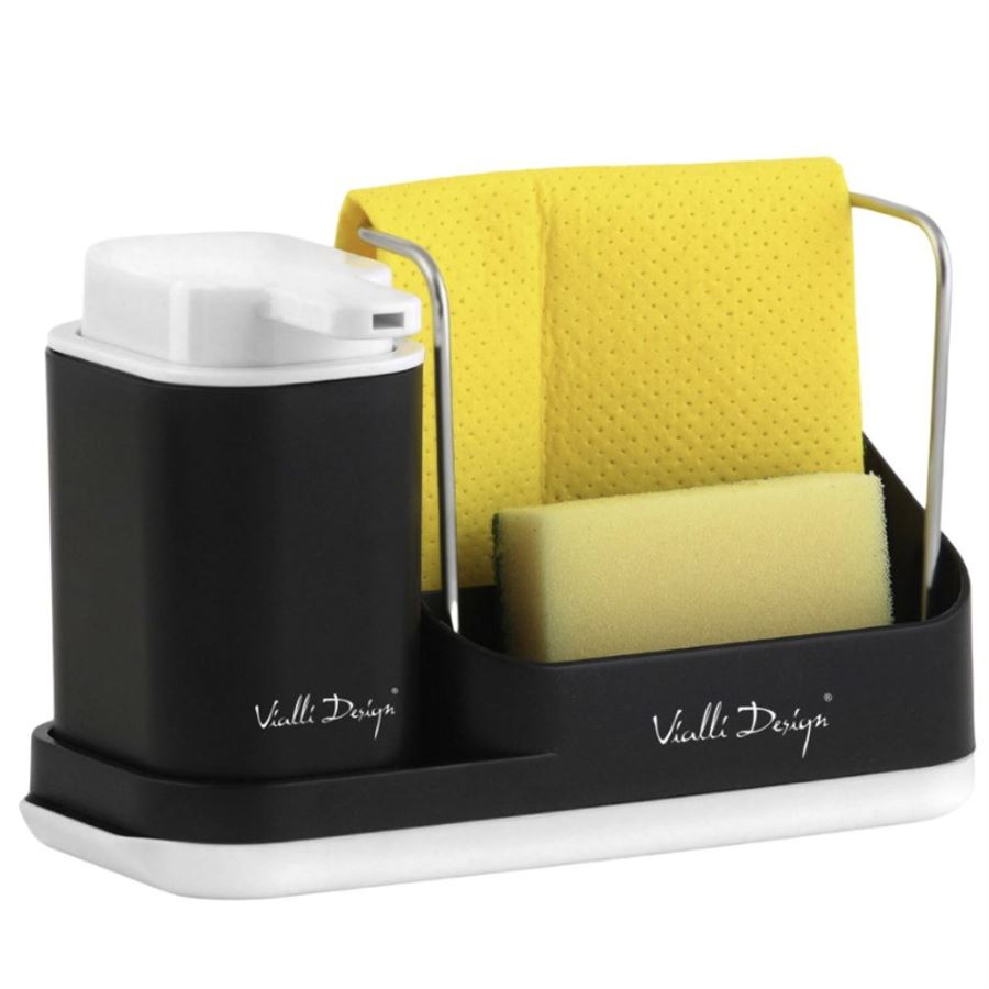 E-shop Vialli Design Kuchynský organizér s dávkovačom LIVIO DUO čierny