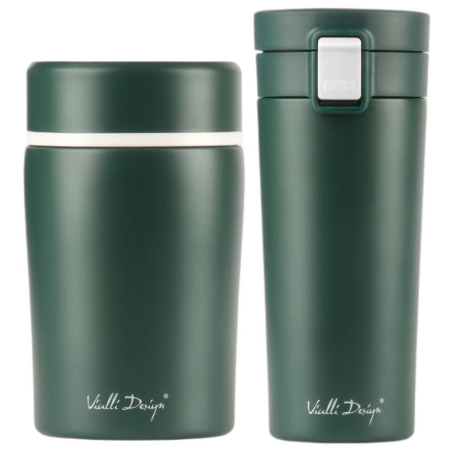 E-shop Vialli Design FUORI zelená zostava termohrnček 400 ml + termoska na jedlo 500 ml