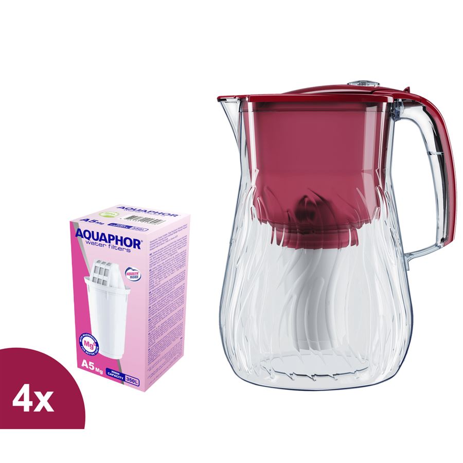 E-shop Aquaphor Orleans červená + 4 ks filtra A5 Mg+