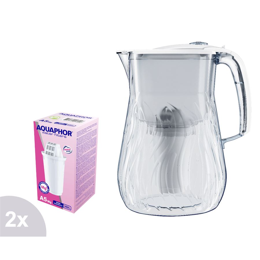 E-shop Filtračná kanvica Aquaphor Orleans biela + 2 ks filtra A5 Mg+