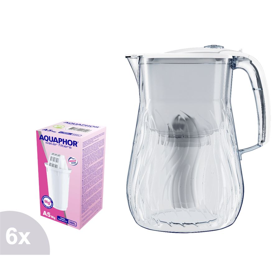 E-shop Filtračná kanvica Aquaphor Orleans biela + 6 ks filtra A5 Mg+