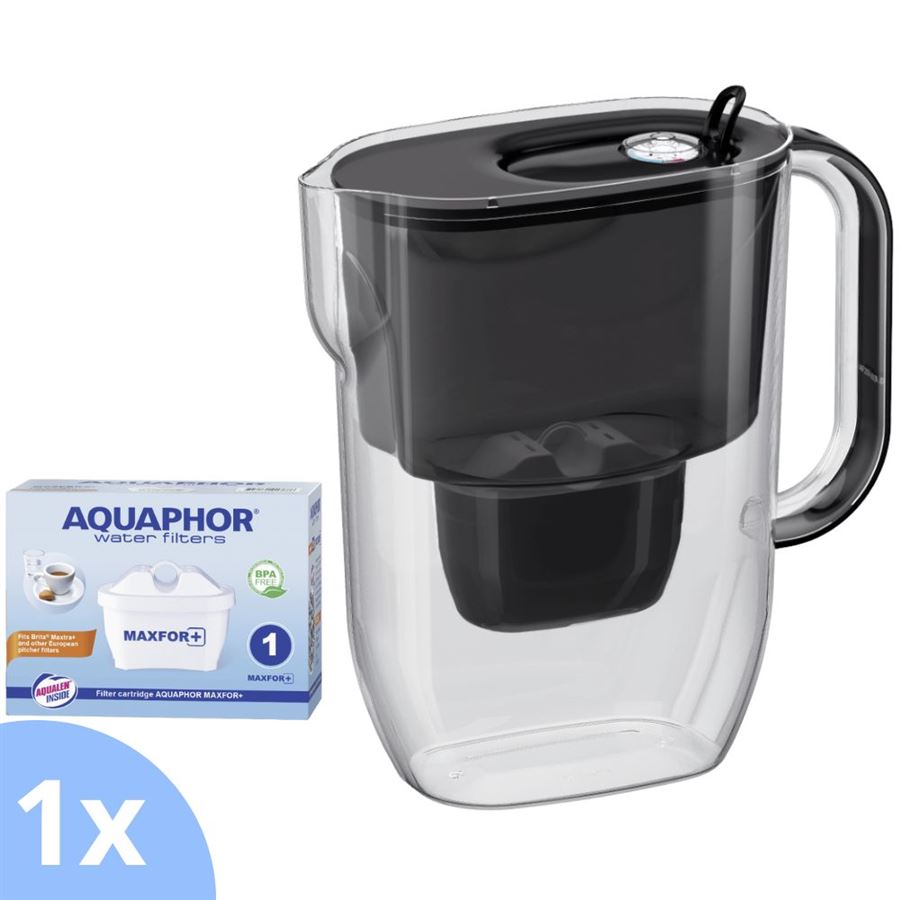 E-shop Aquaphor Fresh čierna filtračná kanvica + Aquaphor Maxfor+ filtra 1 ks