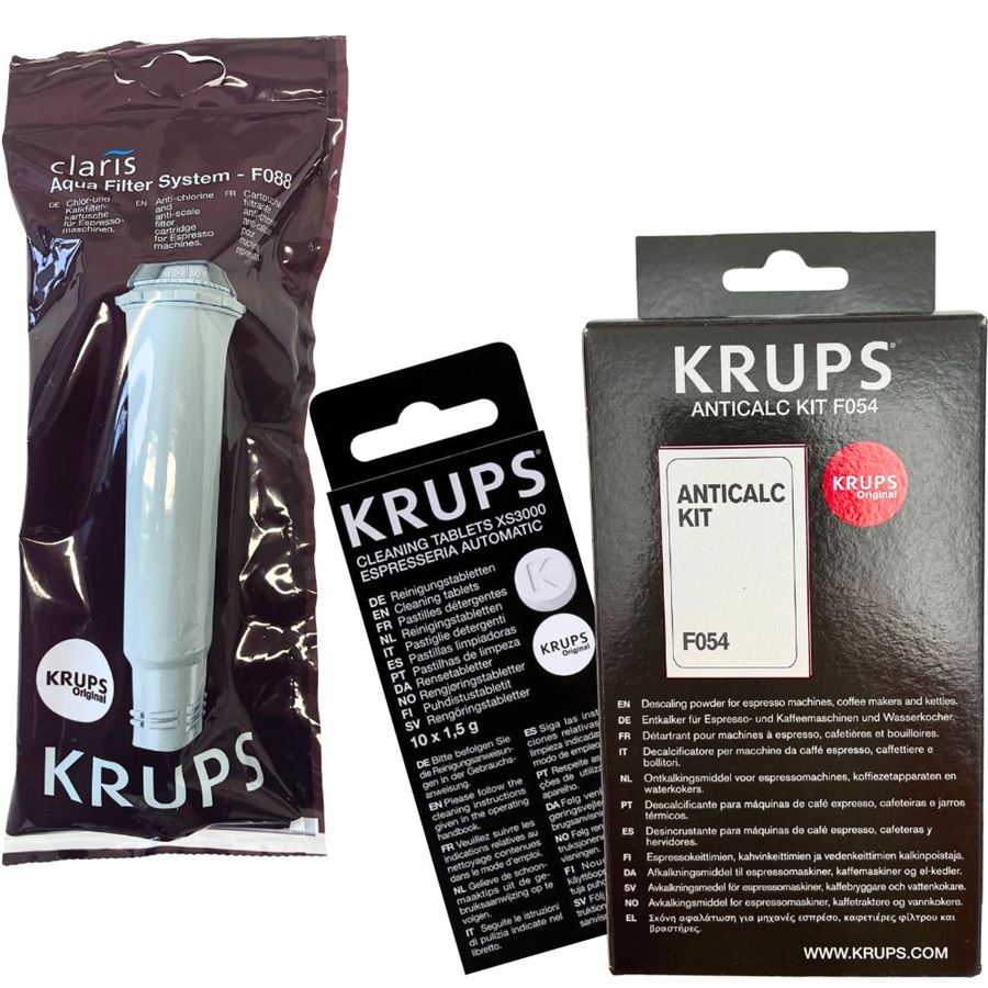 E-shop Krups F0540010 odvápňovač + Krups F08801Claris filter + XS300010 čistiace tablety