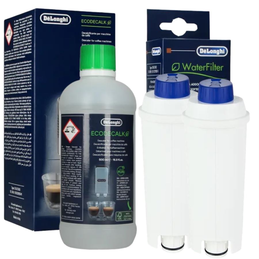 E-shop DeLonghi DLS C002 vodný filter 2 ks + DeLonghi EcoDecalk odvápňovač 500 ml 1 ks