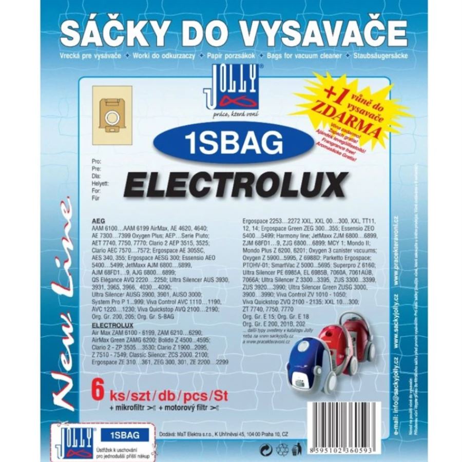 E-shop Jolly papierové vrecká do vysávača 1S BAG Electrolux 6 ks 6059S