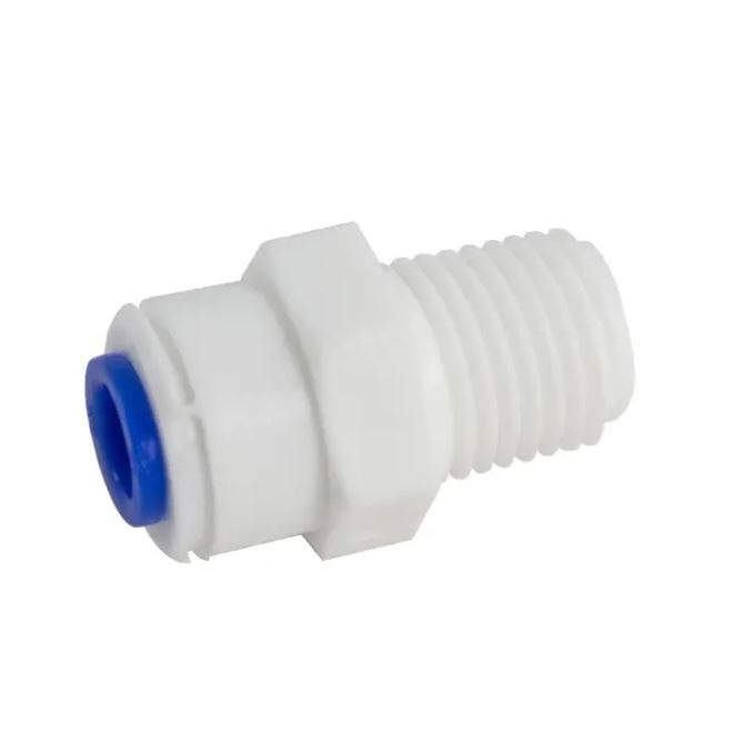 E-shop DMfit Spojka s vnějším závitem AMCBT0404W-blue bílo-modrá BSPT ( M 1/4" tube x 1/4" NPTF) na hadičku 1/4" (6,4 mm)