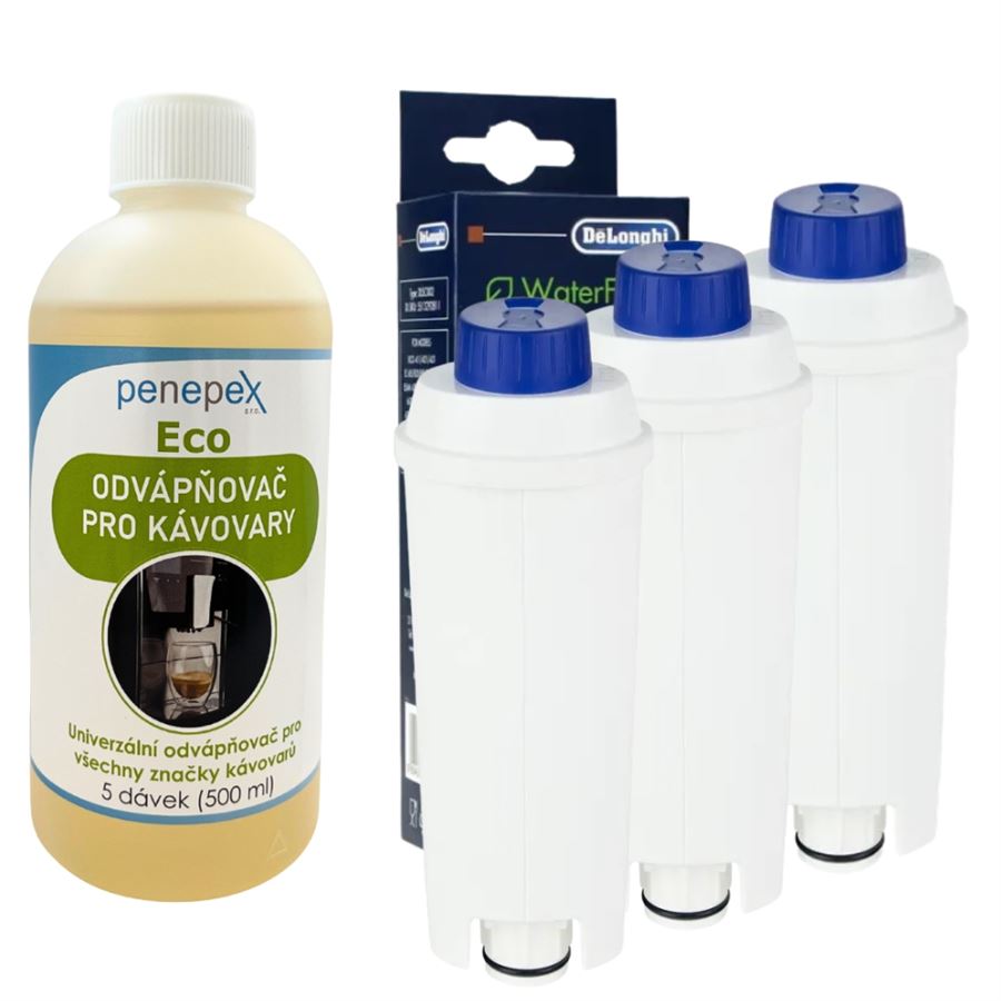 E-shop DeLonghi SER3017 DLSC002 filter do kávovaru 3 ks + Penepex Eco univerzálny odápňovač 500 ml