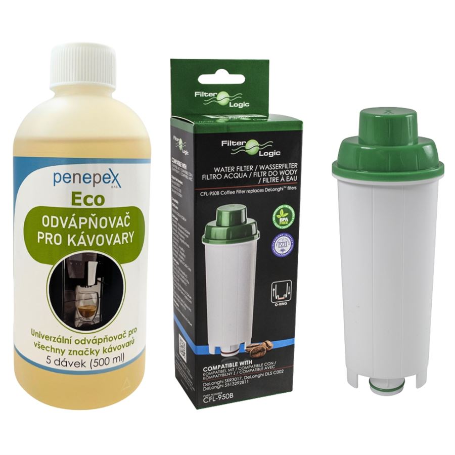 E-shop FilterLogic CFL-950B filter do kávovaru DeLonghi DLS C002 + Penepex Eco univerzálny odápňovač 500 ml