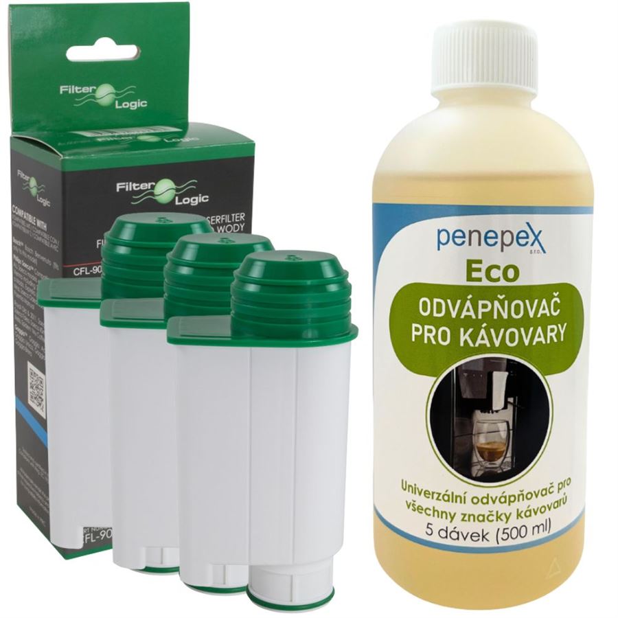 E-shop FilterLogic CFL-902B filter do kávovaru (kompatibilný s Saeco Brita Intenza+) (3 ks)+ Penepex Eco univerzálny odvápňovač 500 ml