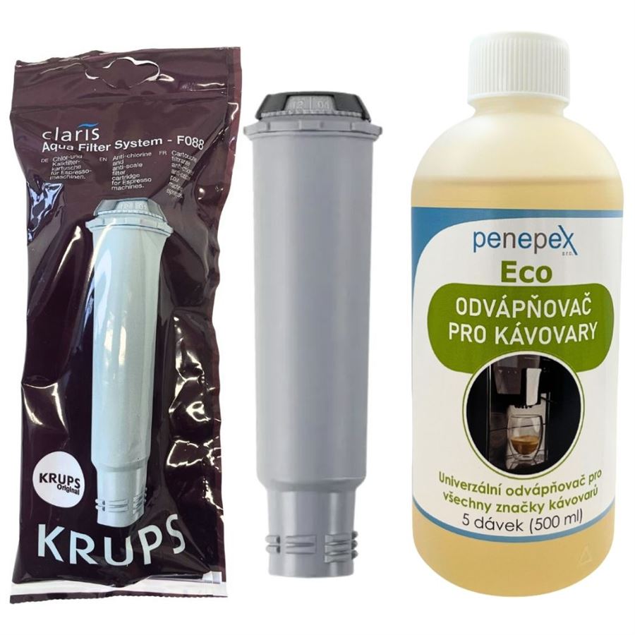 E-shop Krups F08801 Aqua Filter Claris filter do kávovaru + Penepex Eco univerzálny odvápňovač 500 ml