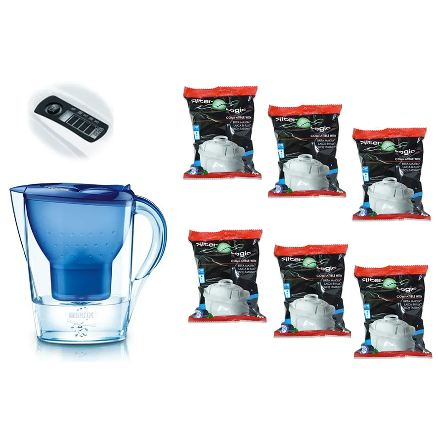Brita Marella modrá filtračná kanvica 2,4 l + 6 ks filtra FilterLogic FL-402H