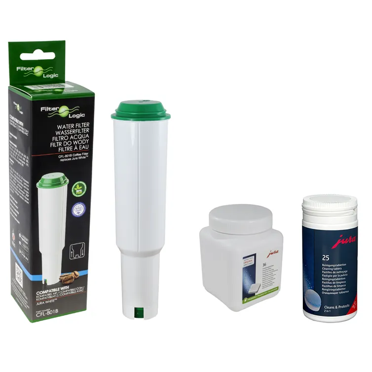 Filter Logic CFL-801B (za Jura Claris White) + Jura dvojfázové čistiace tablety 25 ks + Jura odvápňovacie tablety 36 ks