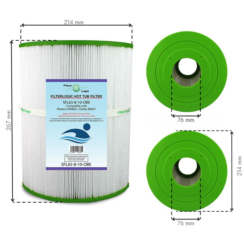 Filter Logic SFL65-8-10OBE filtračná kartuše pre vírivky a SPA (Pleatco PWK65, Darlly 80651, Filbur FC-3960)