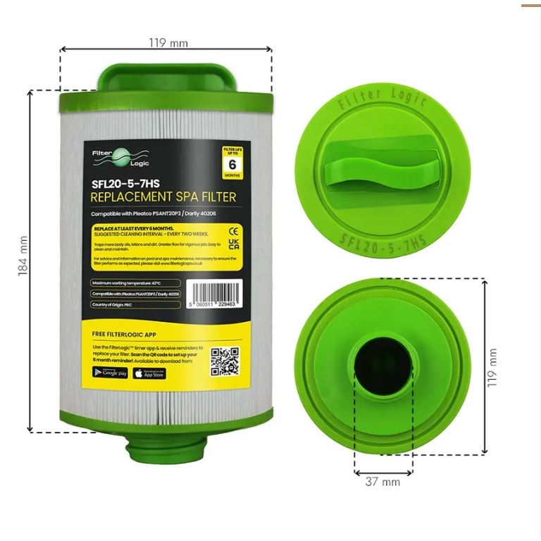 FilterLogic SFL20-5-7-HS filtračné kartuše pre vírivky a SPA (Pleatco PSANT20P3, Unicel 4CH-925, Filbur FC-0126)