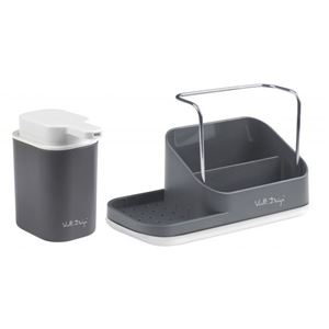 Vialli Design Kuchynský organizér s dávkovačom LIVIO DUO sivý