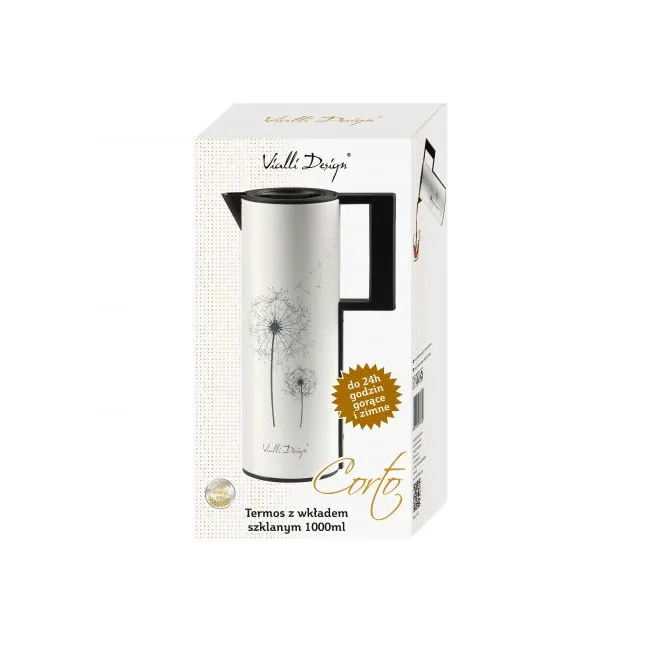 Vialli Design Corto termoska 1000 ml so sklenou vložkou biela 38382