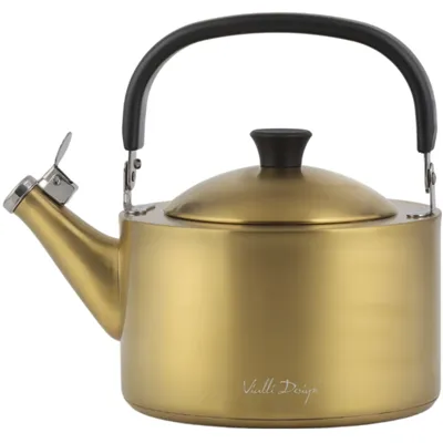 Vialli Design DIAMANTE čajová kanvica s píšťalkou, matná, zlatá 1,5 l