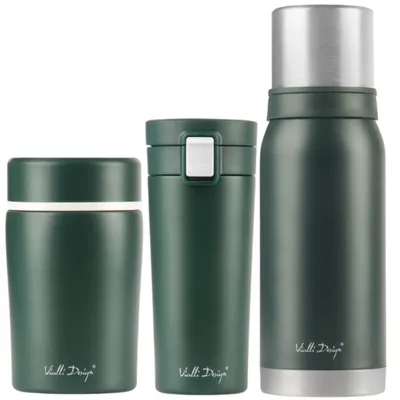 Vialli Design FUORI zelená zostava termohrnček 400 ml + termoska 1 l + termoska na jedlo 500 ml