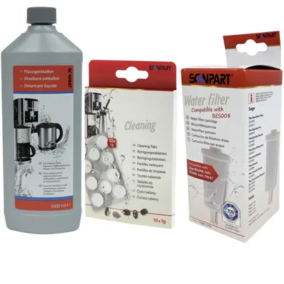Scanpart filter do kávovaru (kompatibilný Sage BES008) 1 ks + Scanpart SCA27900830 čistiace tablety do kávovaru 10 ks + Scanpart SCA2790000156 1 l