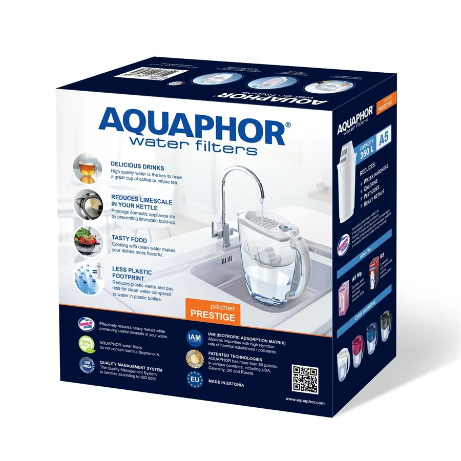 Aquaphor Prestige filtračná kanvica čierna 2,8 l + 4 ks filtra Aquaphor A5