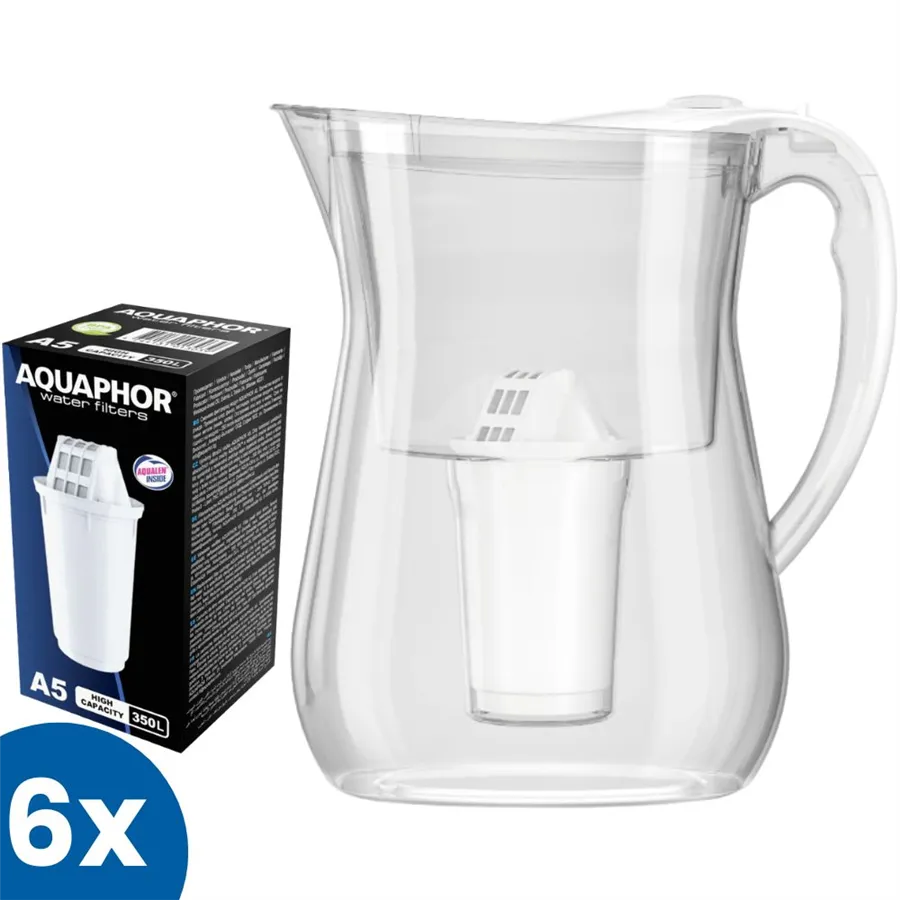 Aquaphor Lyon biela filtračná kanvica + 6 ks filtra Aquaphor A5