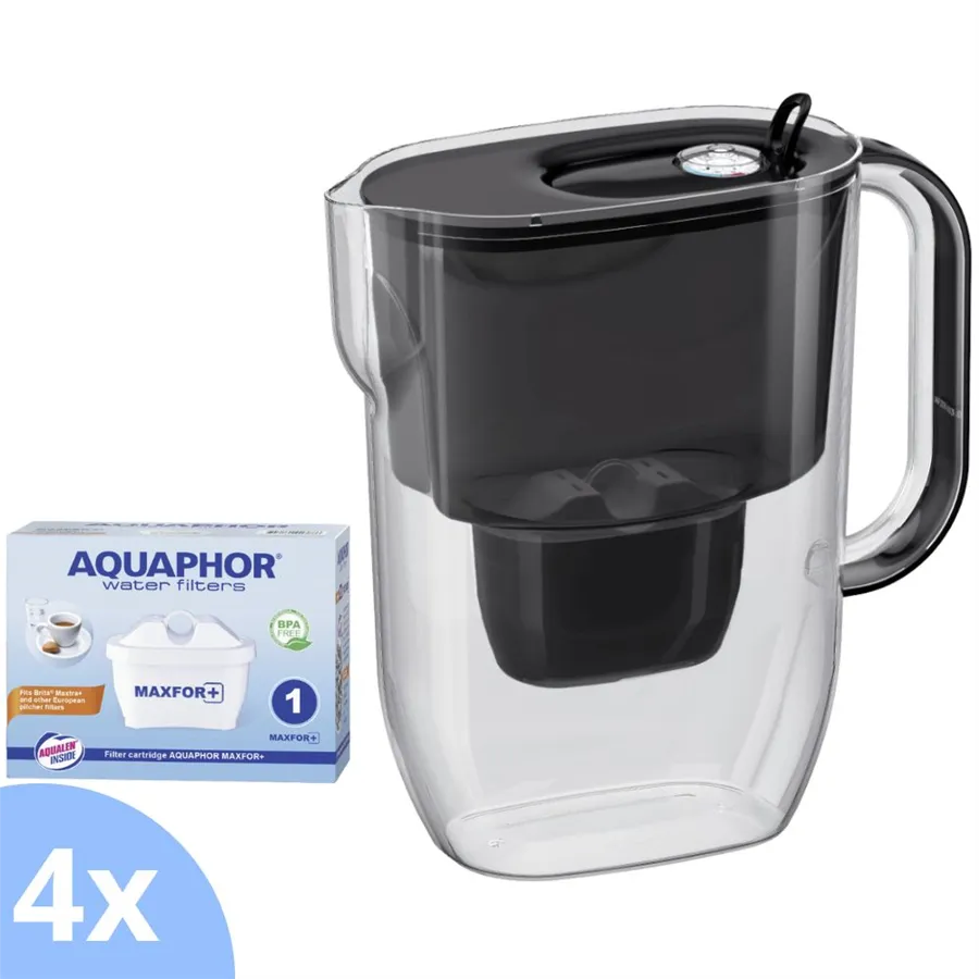 Aquaphor Fresh čierna filtračná kanvica + 4 ks Aquaphor Maxfor+ filtra 