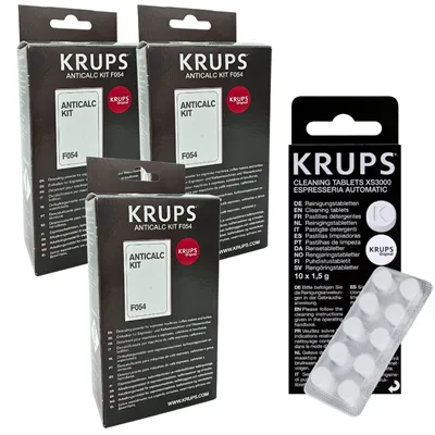Krups F0540010 odvápňovač (3 ks) + Krups XS300010 čistiace tablety