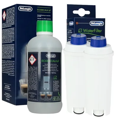 DeLonghi DLS C002 vodný filter 2 ks + DeLonghi EcoDecalk odvápňovač 500 ml 1 ks