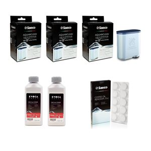 Saeco AquaClean CA6903/00 filter 3 ks + CA6700 odvápňovač 500 ml + CA6704/99 čistiace tablety do sparovacej jednotky