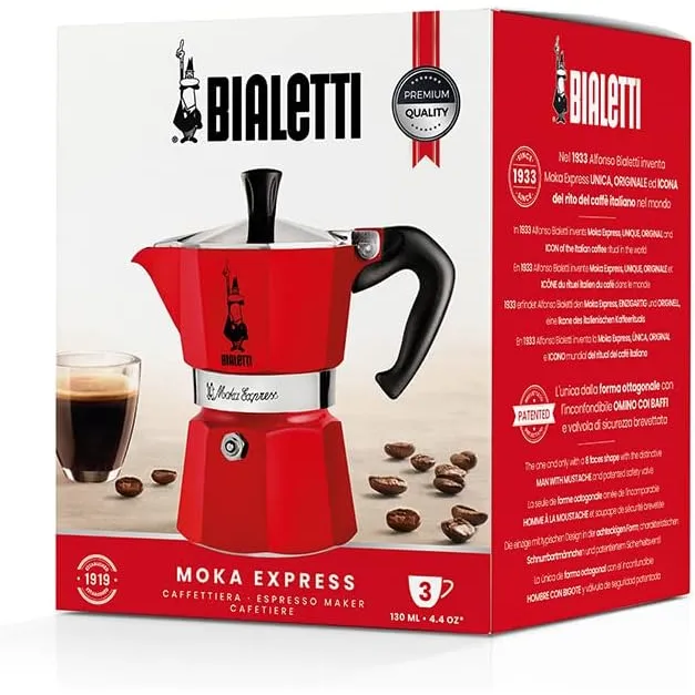 Bialetti Moka Express - moka kanvica 3 šálky červená (1228009)