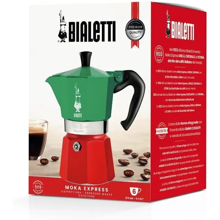 Bialetti Moka Express - moka kanvica 6 šálok Tricolore Italia (5150530)