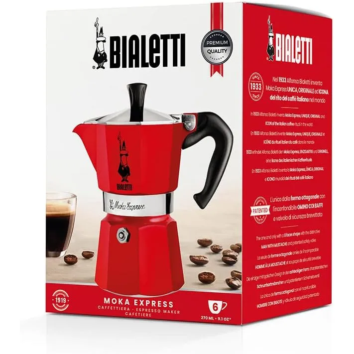 Bialetti Moka Express - moka kanvica 6 šálok červená (1228005)