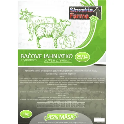 Slovakia Farma - Bačove jahniatko 25/14 granule pre psov 1 kg
