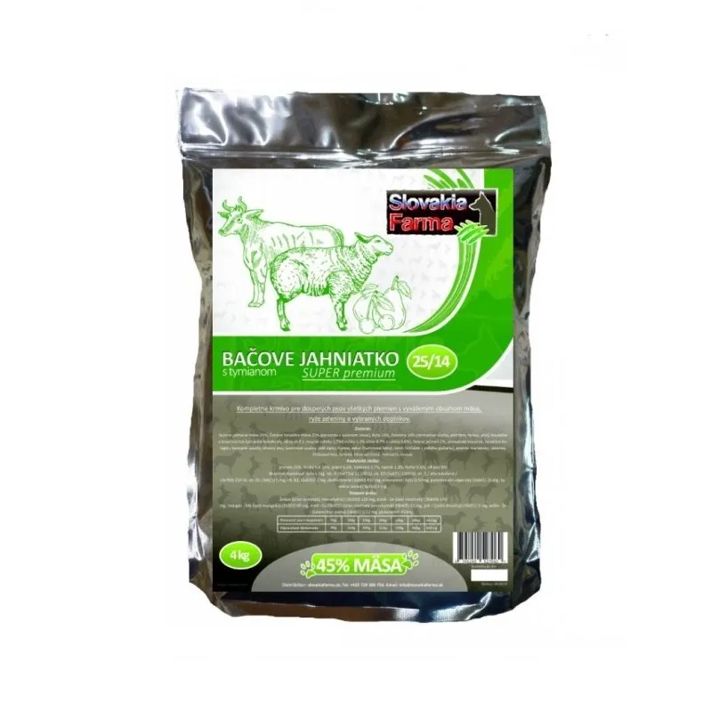 Slovakia Farma - Bačove jahniatko 25/14 granule pre psov 4 kg