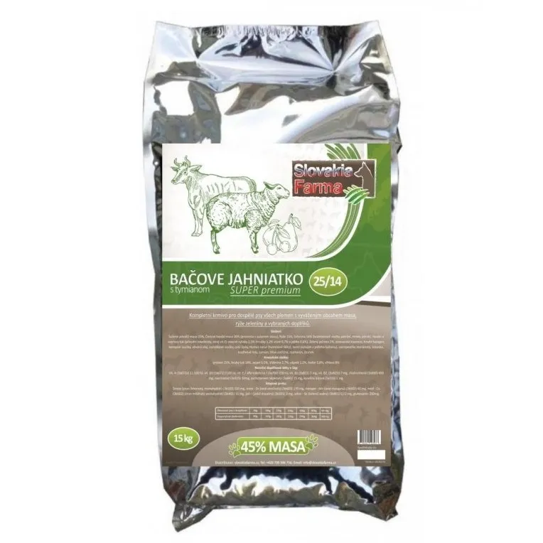 Slovakia Farma - Bačove jahniatko 25/14 granule pre psov 15 kg