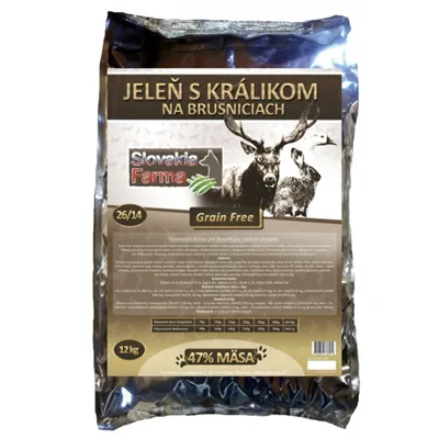 Slovakia Farma - Jeleň s králikom na brusniciach hypoalergénne granule pre psy 12 kg