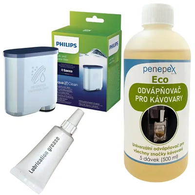 Philips AquaClean CA6903/10 filter do kávovaru + Penepex Eco odstraňovač vodného kameňa 500 ml + Saeco mazivo pre sparovaciu jednotku