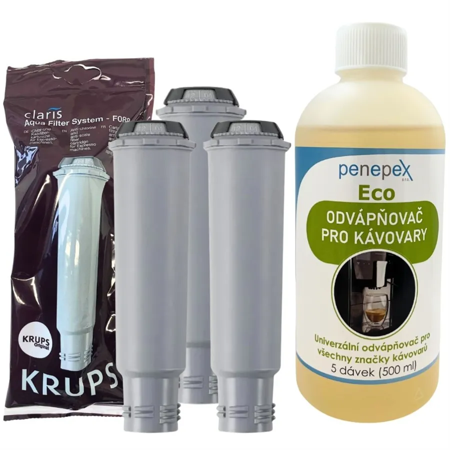 Krups F08801 Aqua Filter Claris filter do kávovaru (3 ks) + Penepex Eco univerzálny odvápňovač 500 ml