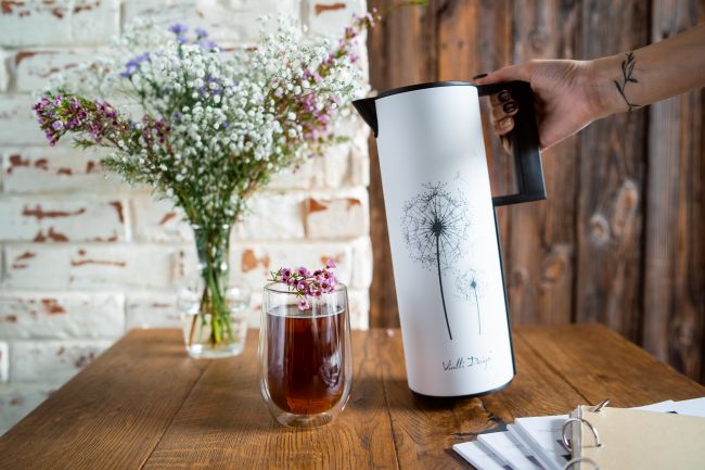 Vialli Design Corto termoska 1000 ml so sklenou vložkou biela